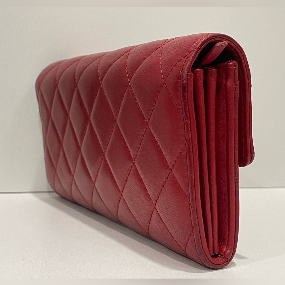 Authentic Chanel Lambskin Quilted Long Flap Wallet - Picture 9 of 12